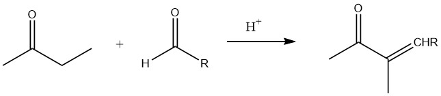 condensation of butanone with aldehyde