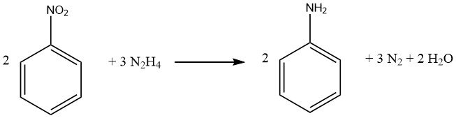 reduction of aromatic nitrobenzene with hydrazine