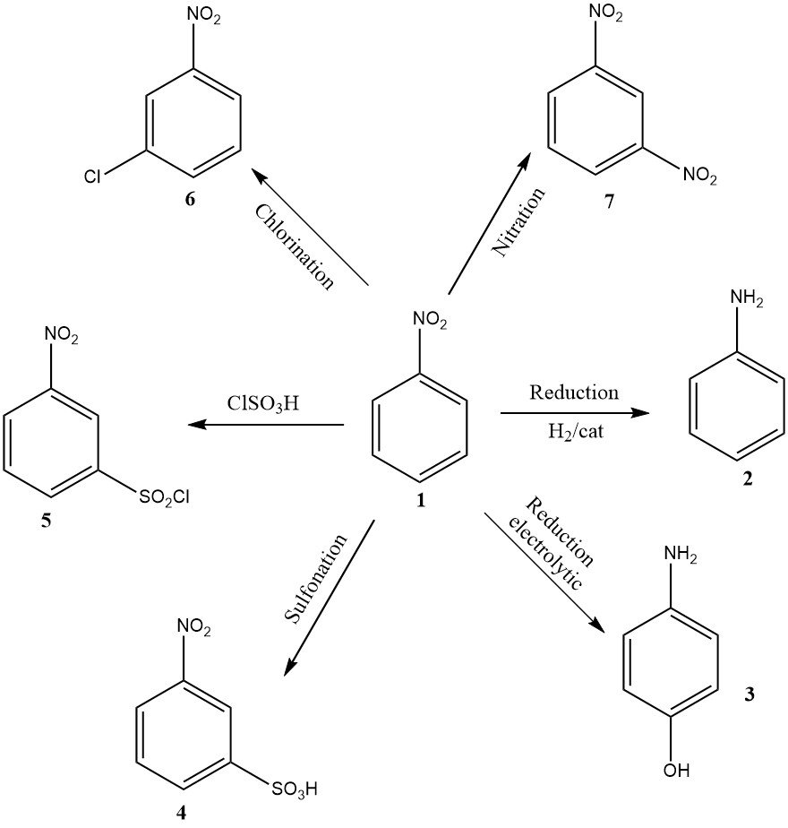 Key intermediates derived from nitrobenzene