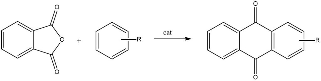 intermolecular cyclization of phthalic anhydride and substituted benzenes