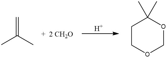 production of 1,3-dioxanes by reaction of olefins with formaldehyde (Prins reaction)
