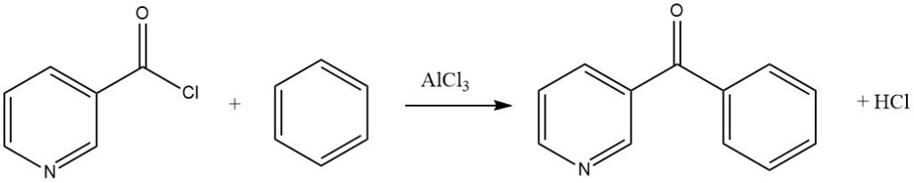 synthesis of 3-benzoylpyridine from benzene and nicotinyl chloride