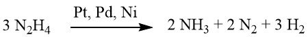 Generation of 1 mol of H2 from hydrazine