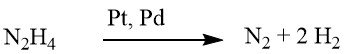 Generation of 2 moles of hydrogen from hydrazine