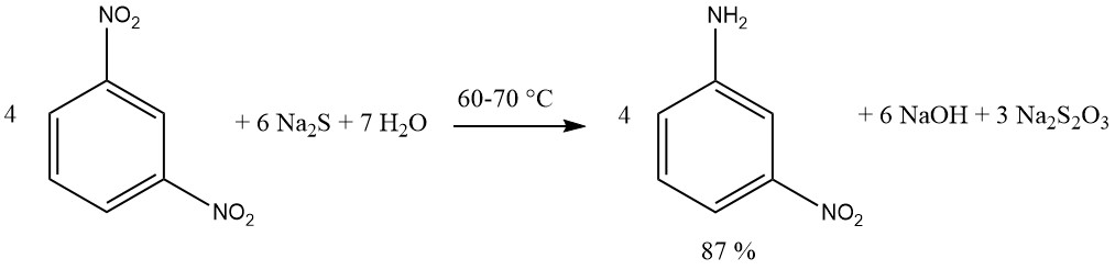 Reduction of 1,3-dinitrobenzene to m-nitroaniline by sodium sulfide