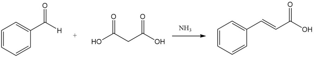 condensation of benzaldehyde with malonic acid
