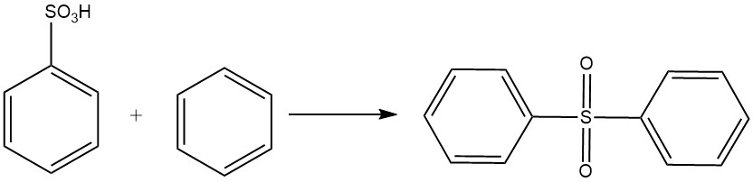 Friedel-Crafts reaction of Benzenesulfonic acid with benzene