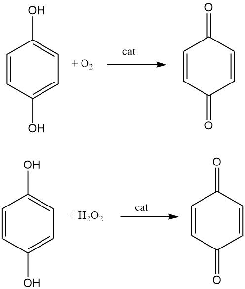 Production of benzoquinone by oxidation of hydroquinone