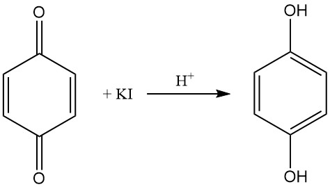 Reduction of 1,4-benzoquinone to hydroquinone