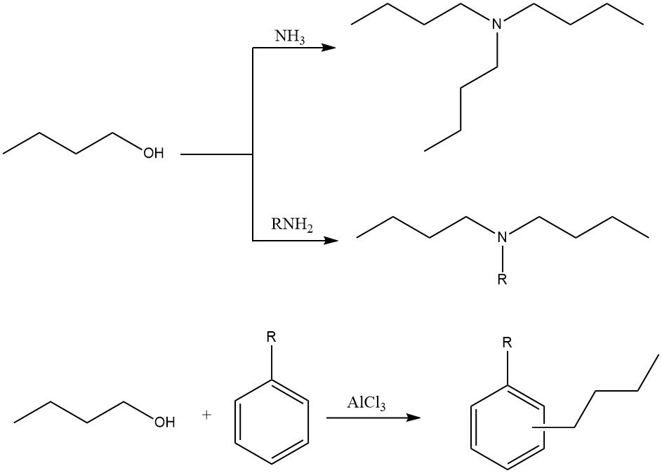 Alkylation reactions of 1-butanol