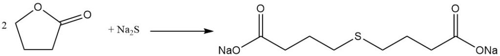 Reaction of butyrolactone with sodium sulfide to produce thiodibutyric acid