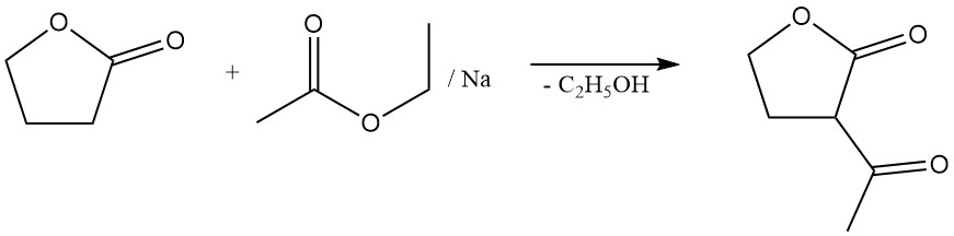 condensation of butyrolactone with ethyl acetate