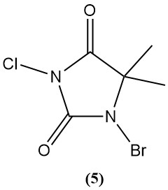 1-Bromo-3-chloro-5,5-dimethylhydantoin (Di-Halo) structure