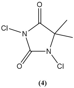 1,3-Dichloro-5,5-dimethylhydantoin (Dactin) structure