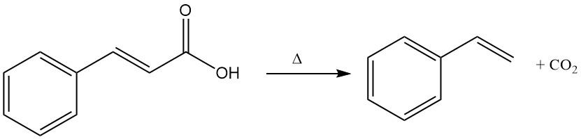 Decarboxylation of cinnamic acid