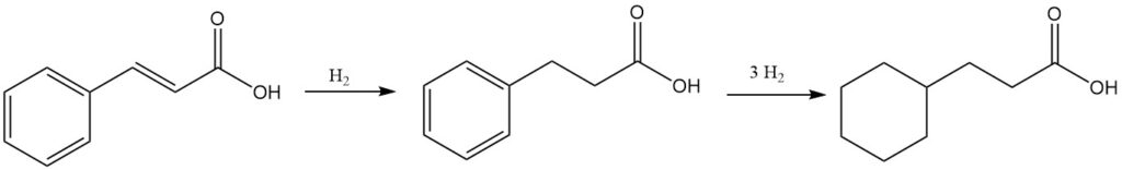 Hydrogenation of cinnamic acid