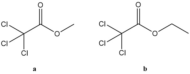 Methyl and Ethyl trichloroacetate structure