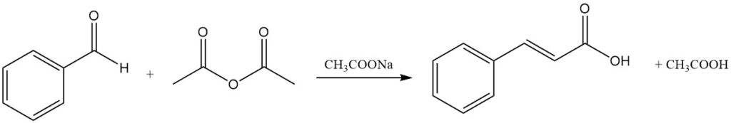 Production of cinnamic acid by condensation of benzaldehyde with acetic anhydride