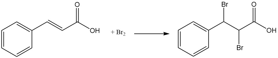 Reaction of bromine with cinnamic acid