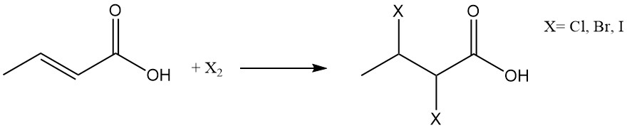Halogenation of crotonic acid