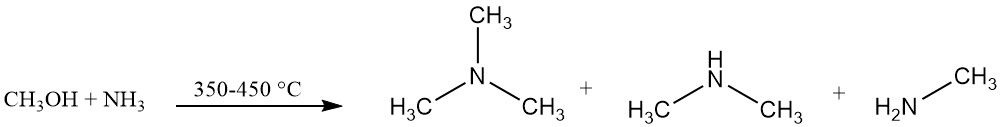 Industrial production of trimethylamine