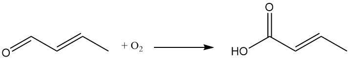 Oxidation of crotonaldehyde to crotonic acid