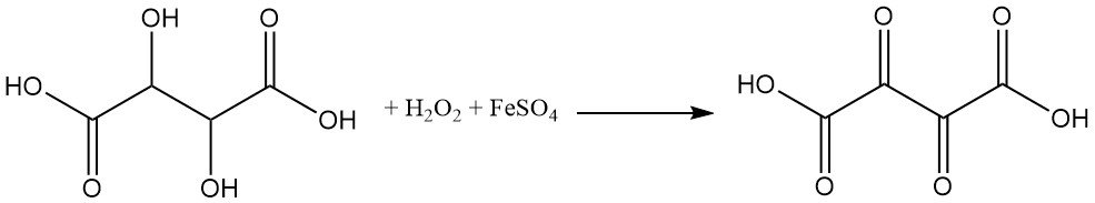 Oxidation of tartaric acid by Fenton reagent