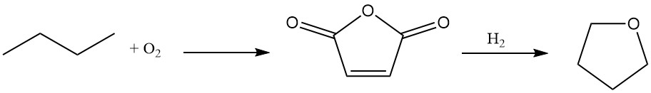 Production of Tetrahydrofuran by n-Butane-Maleic Anhydride Process