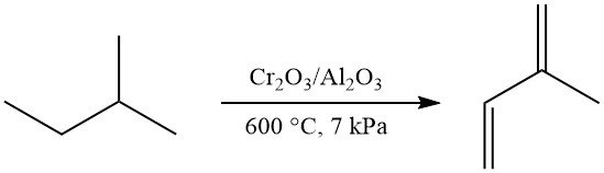 Production of isoprene by dehydrogenation of isopentane