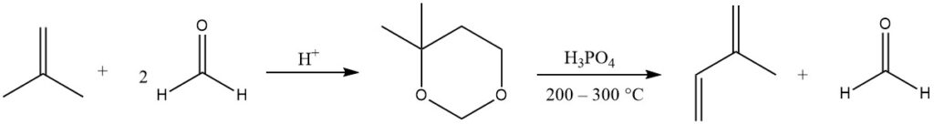 Production of isoprene from isobutene and formaldehyde