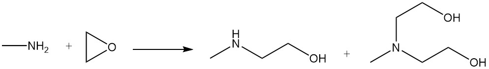 Reaction of methylamine with ethylene oxide