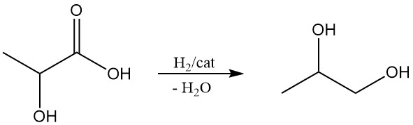 Reduction of Lactic Acid to propylene glycol