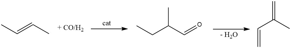 Synthesis of isoprene via 2-methylbutanal