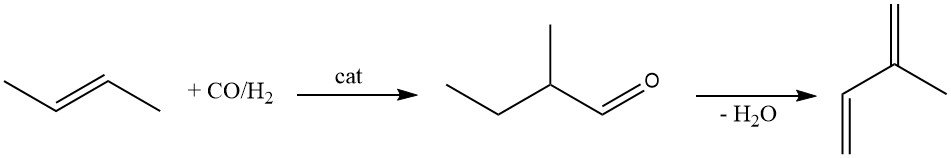 Synthesis of isoprene via 2-methylbutanal