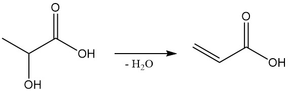 dehydration of lactic acid to acrylic acid