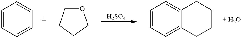 reaction of benzene with tetrahydrofuran in sulfuric acid