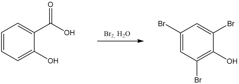 bromination of salicylic acid to tribromophenol
