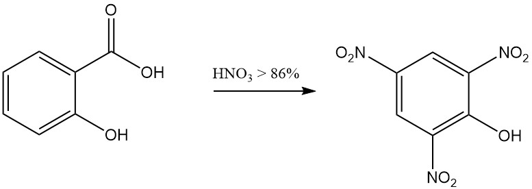 production of picric acid by nitration of salicylic acid