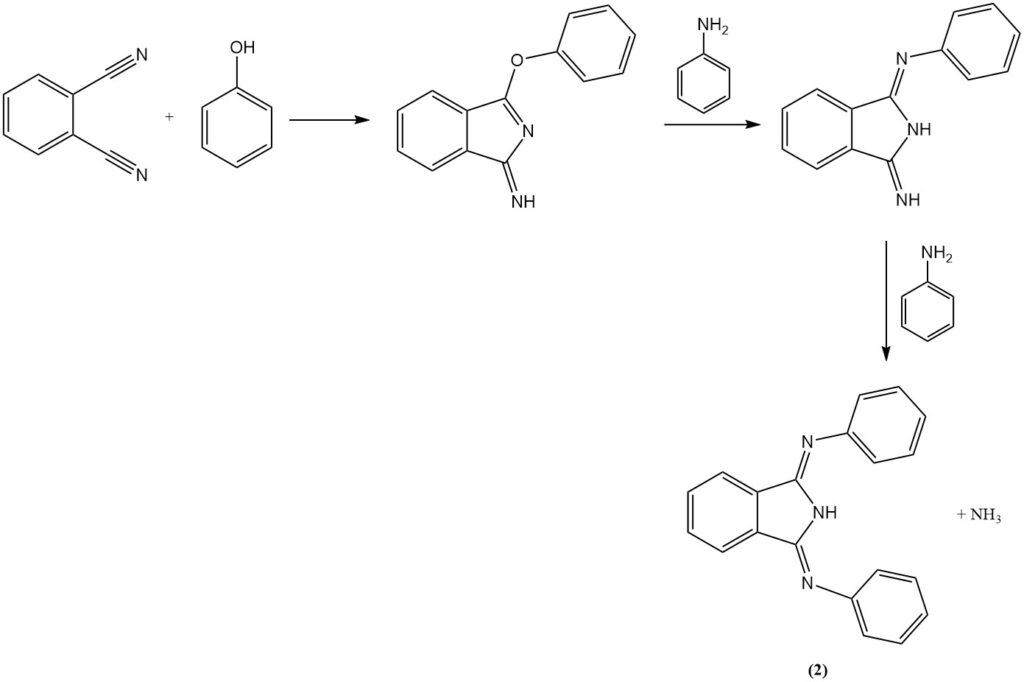 reaction of Phthalonitrile with aniline in the presence of phenol