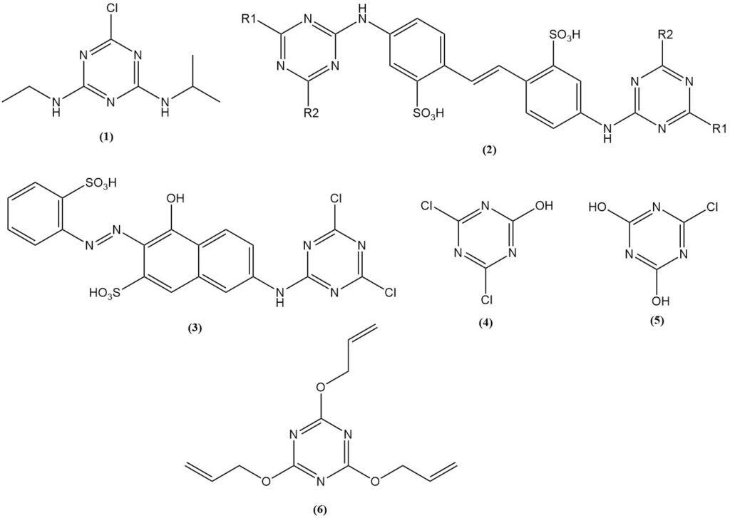 Examples of triazine derivatives based on cyanuric chloride