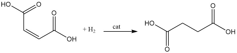 Hydrogenation of maleic acid to succinic acid