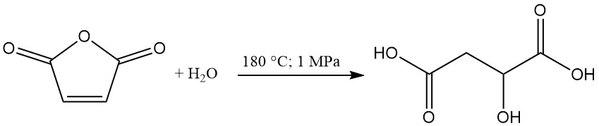 Industrial production of malic acid from maleic anhydride