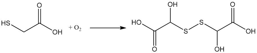 Oxidation of Thioglycolic acid to dithiodiglycolic acid