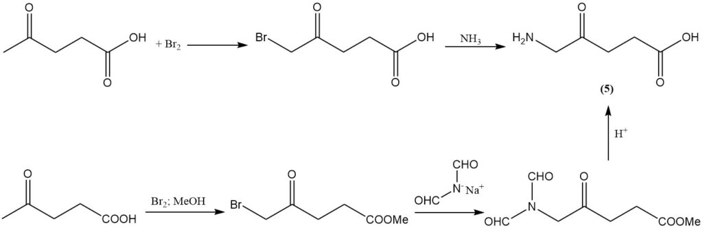 Production of aminolevulinic acid from levulinic acid