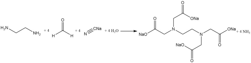 Production of ethylenediamine tetraacetic acid (EDTA) by The alkaline cyanomethylation of ethylenediamine