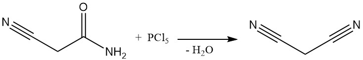 Production of malononitrile by dehydration of cyanoacetamide