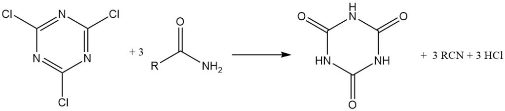 Reaction of Cyanuric chloride with amides