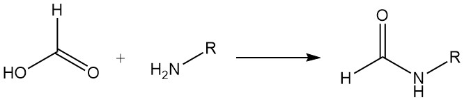 Reaction of formic acid with amines