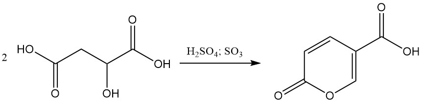 Self condensation of malic acid to coumalic acid