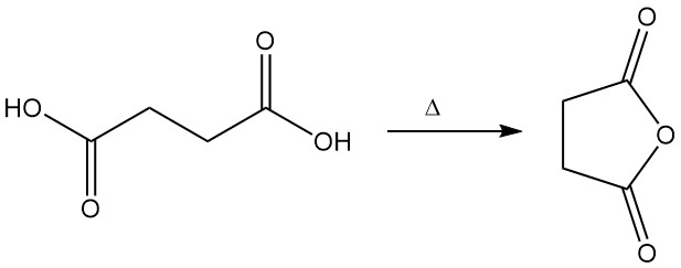 dehydratation of succinic acid to succinic anhydride